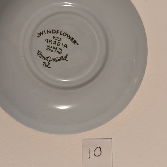 Vintage Handpainted Arabia Finland Windflower Teacup and Saucer with Flaw - Picture 6 of 14